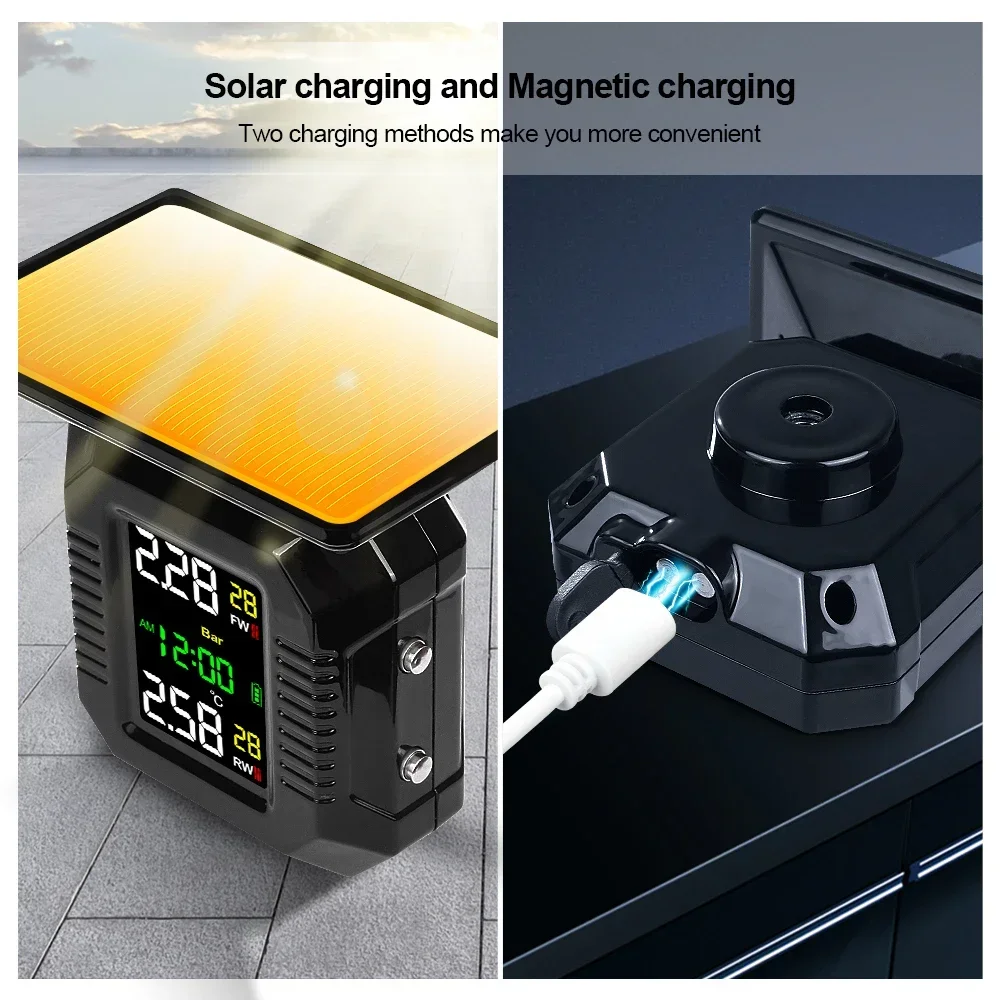 Solar TPMS Motorcycle Tire Pressure Sensors Motor TMPS Tire Pressure Monitoring System Tyre External Sensor For Moto Motorbike