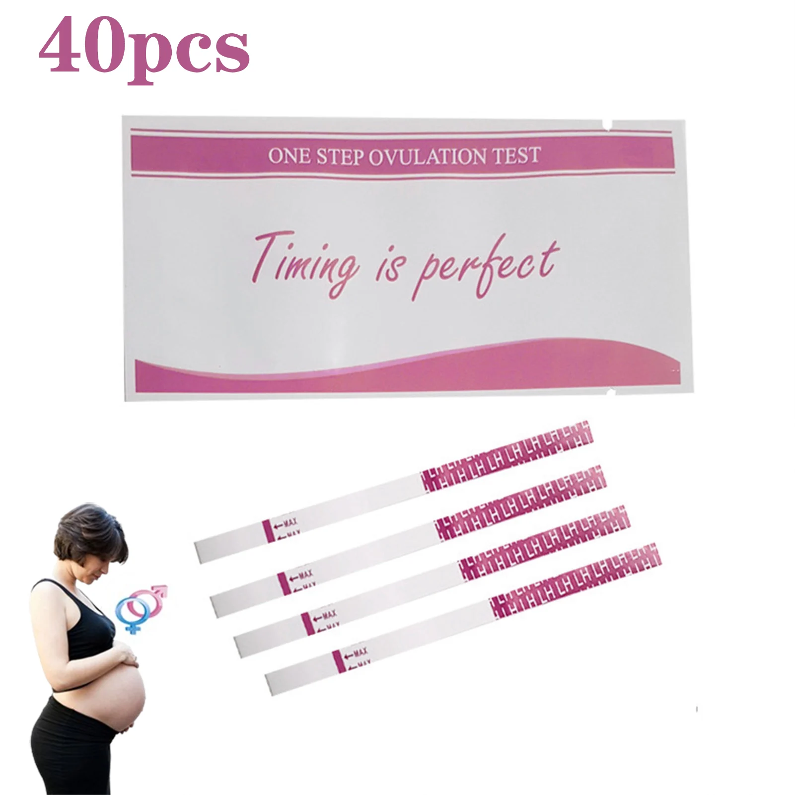 40PCS LH Test Strip Over 99% Accuracy Self-Check Fertility Testing Paper Rapid Ovulation Test Strips Female Urine Measuring Kits