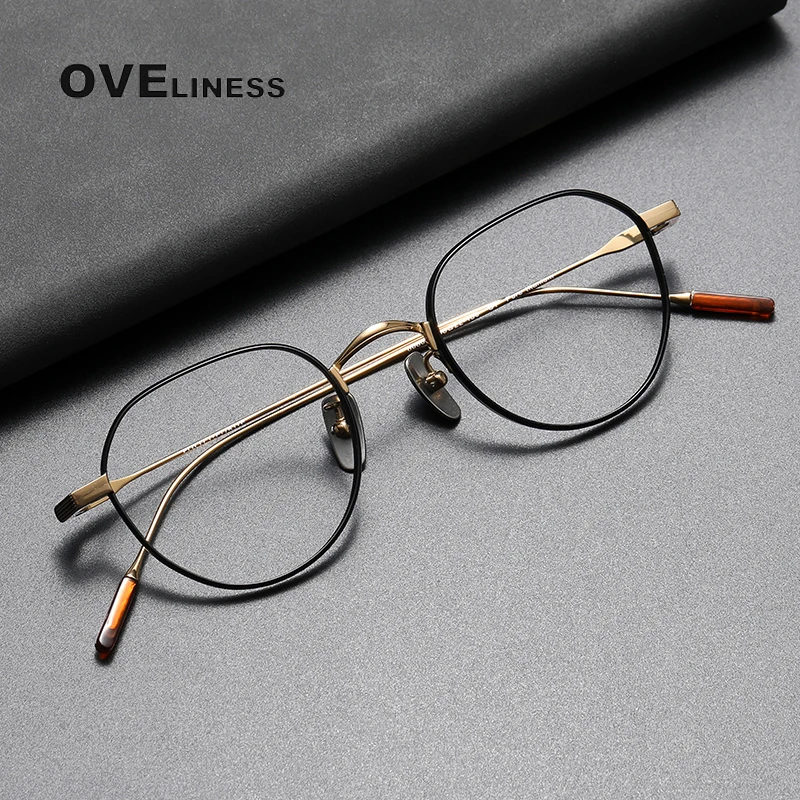 Pure Titanium Glasses Frame Women Men eyeglasses frames Vintage Retro Round High Quality eyewear Brand Design male spectacles