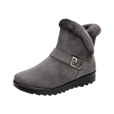 Winter Snow Boots Women 2021 Thick Plush Warm Ankle Boots Women Zipper Soft Comfortable Outdoor Ankle Boots Mother Cotton Shoes grey