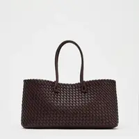 ELONGATED WOVEN SHOPPER BAG Fashionable Top Handle Tote Bag, Women's Shoulder Handbags Luxury Design for Everyday Style