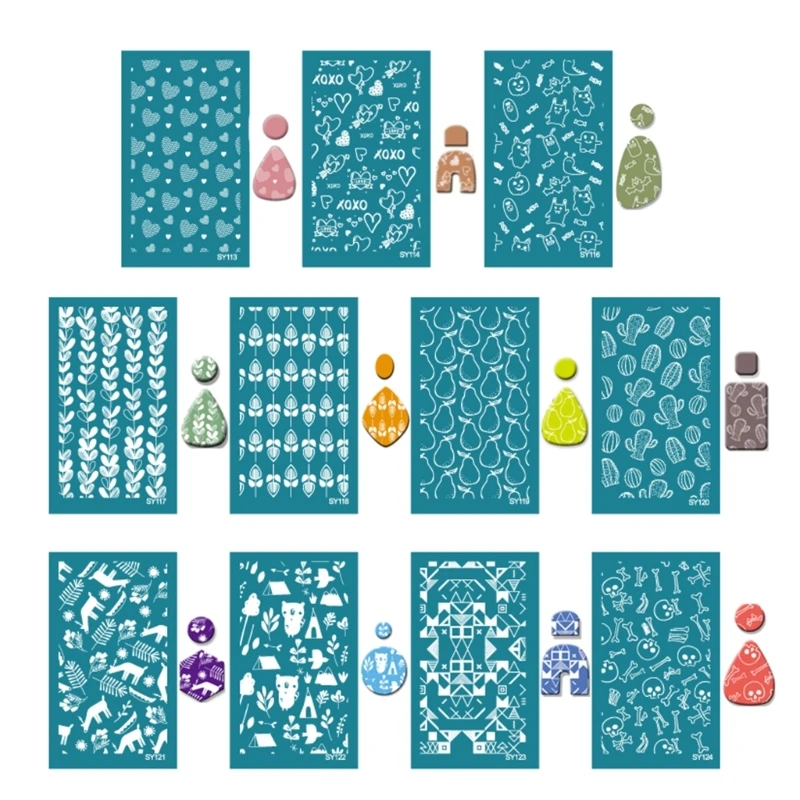 

Y1UB Silkscreen Printing Tool Geometric Silk Screen Stencils for DIY Scrapbook Decors