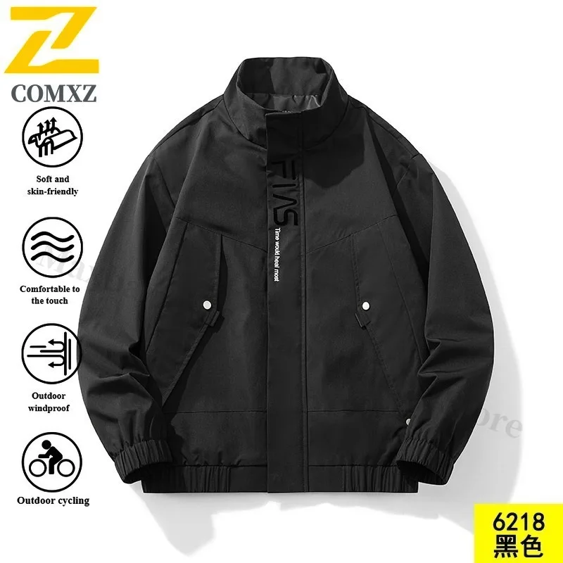 EiAO Windbreaker Men's Workwear  Windproof Waterproof Stand Collar Outdoor Coat for Hiking Camping Fishing Casual Loose Fit 2025