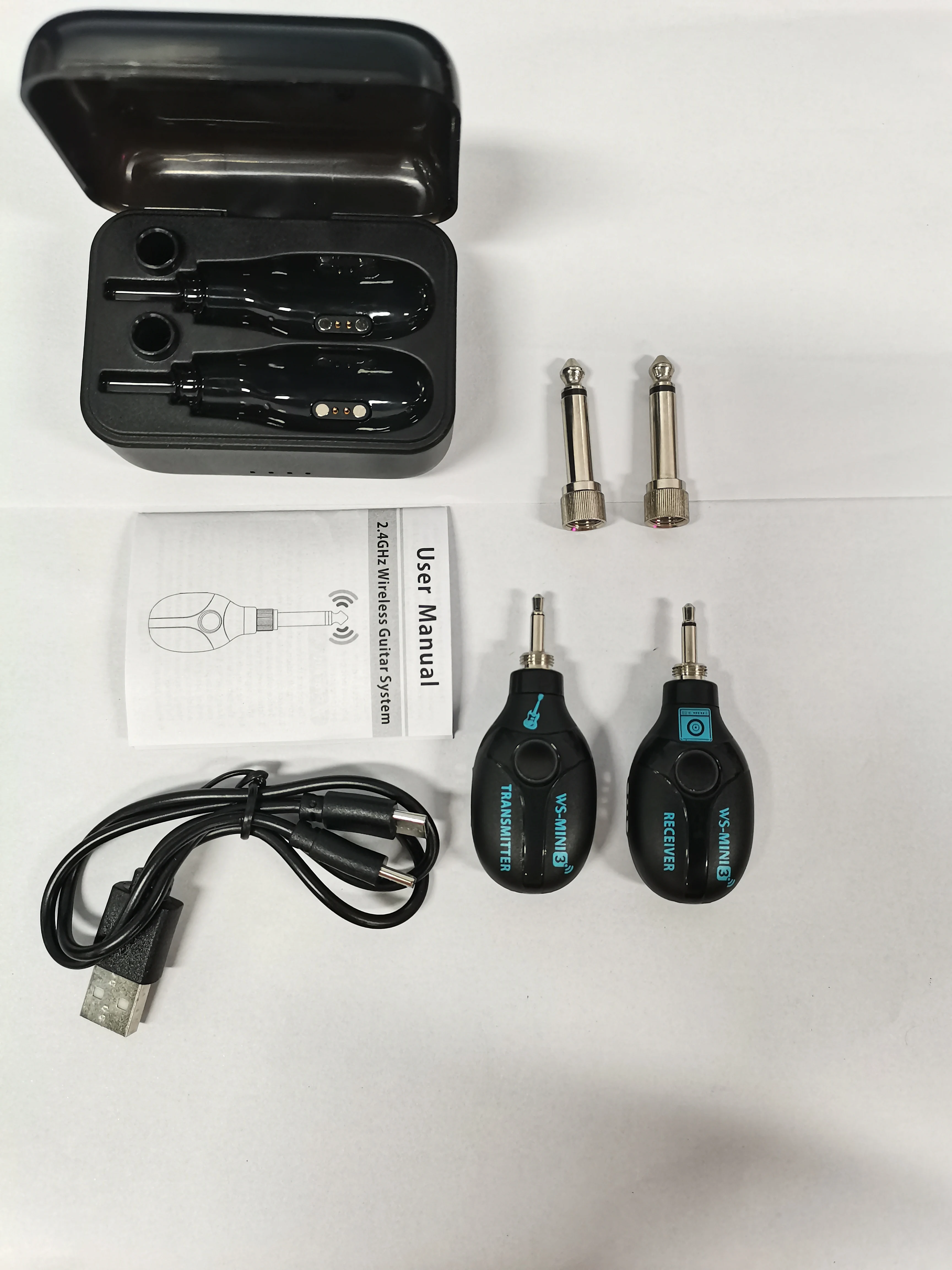 2.4G Wireless Guitar System Transmitter Receiver Set 4 Channel Transmission Charging Compartment Plug and Play