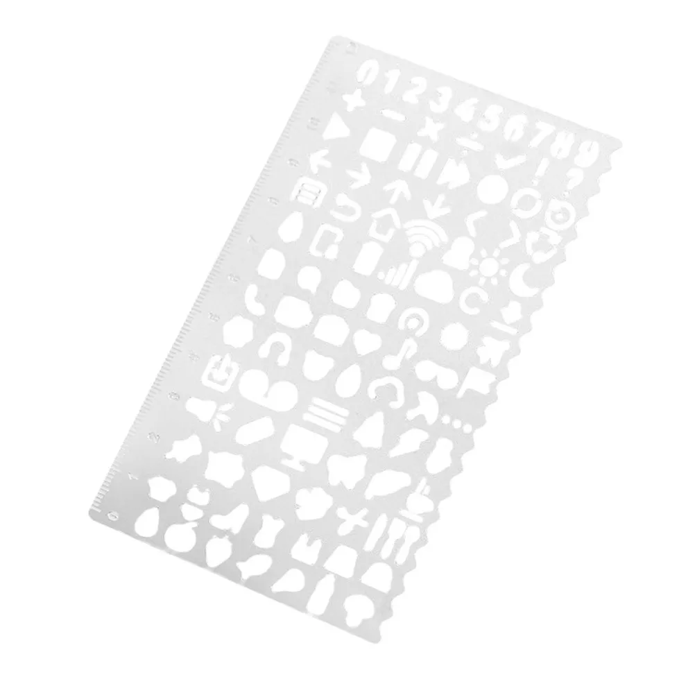 스테인레스 스틸 북마크 눈금자 드로잉 측정 눈금자 스크랩북킹 DIY 공예 학교 프로젝트용 속이 빈 스텐실 템플릿