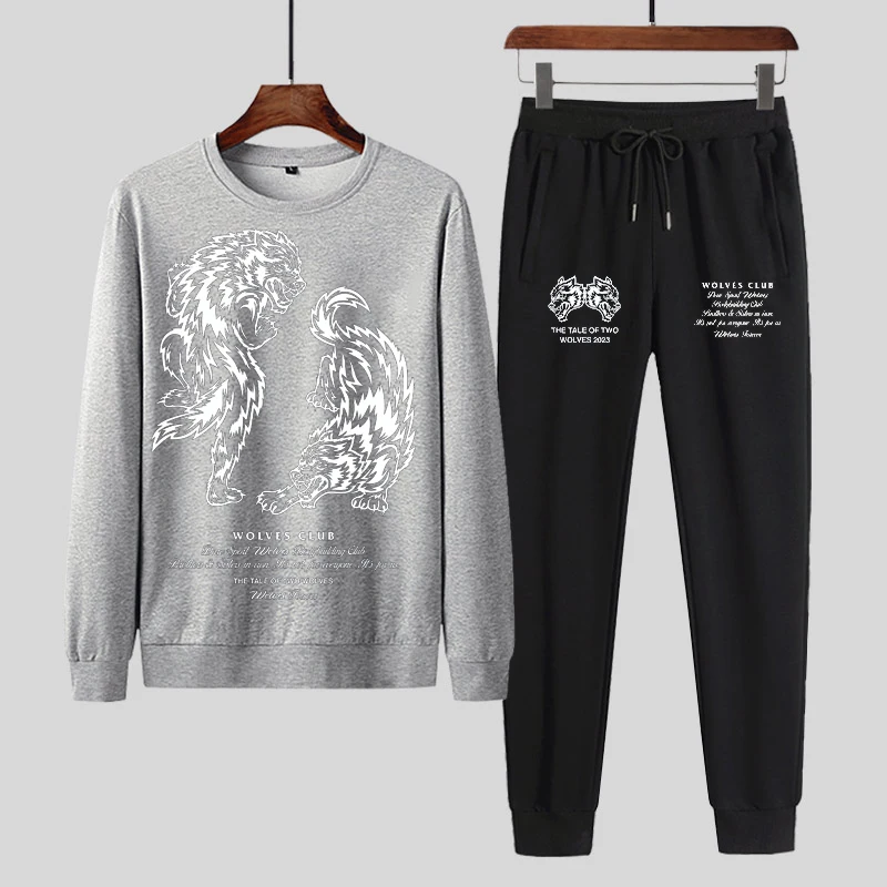 DARC WOLVES Print Casual Sports Men's and Women's Suits High Street Hip Hop Cotton Harajuku Autumn Winter Tracksuit Sweatpants 3