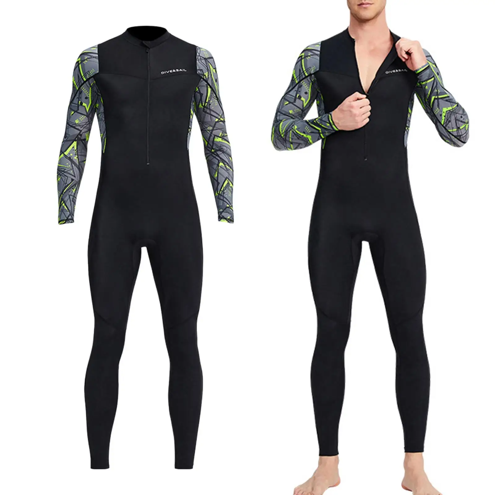 Men's Wetsuit 92% nylon+8% Spandex Full Body Long Sleeve Warm Rashguard Diving Swimming Surf Scuba Wet Suits Swimsuit | Спорт и