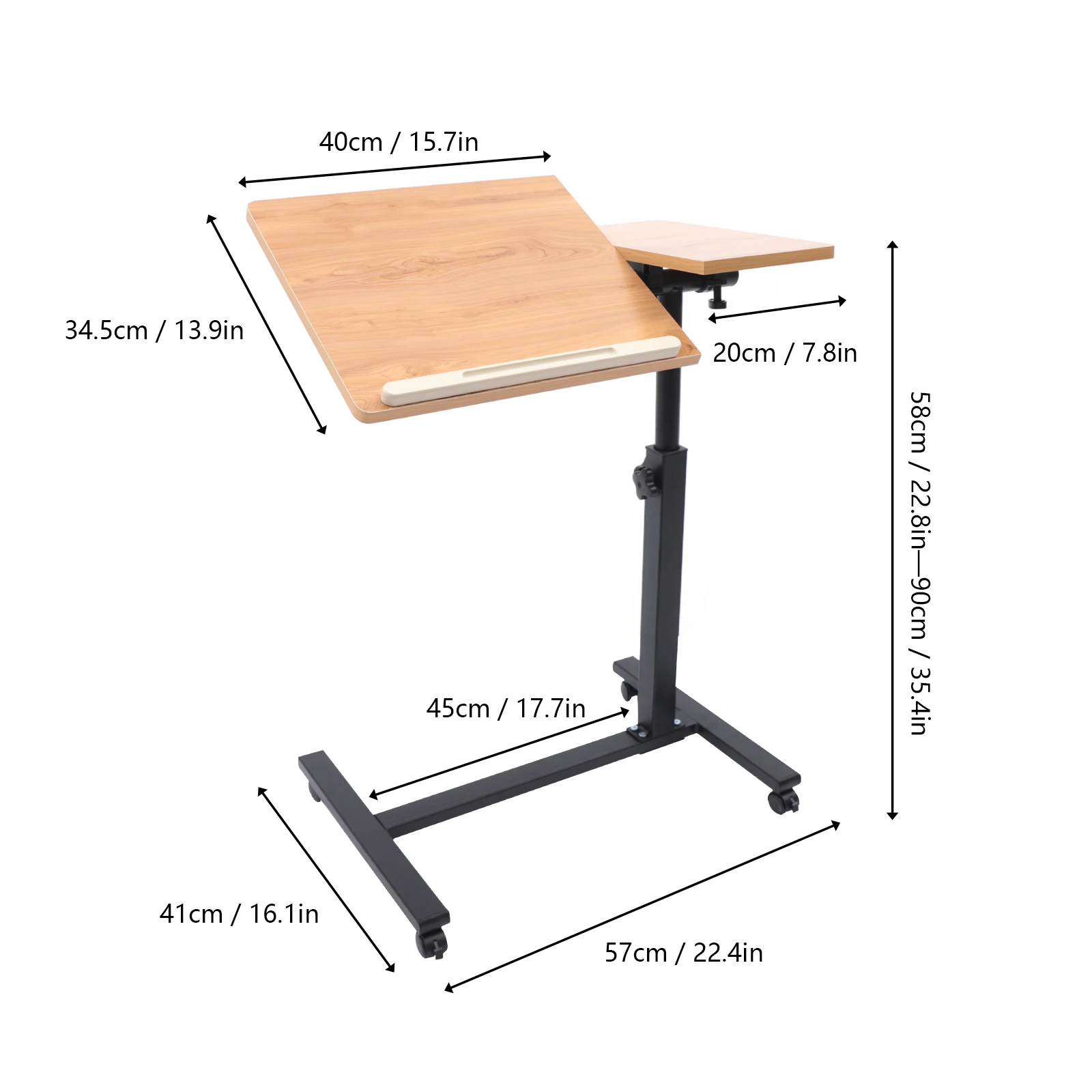 Description Picture 5 of itemAdjust. Height Laptop Desk Angle Rolling Cart Over Bed Hospital Table Stand
