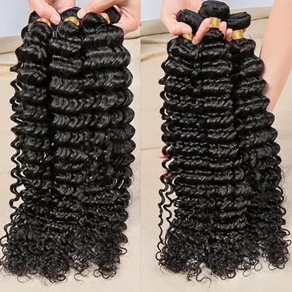 8-32 Inch Deep Wave Bundles Malaysia Remy Hair Real Human Hair Loose Deep Wave Bundles Extensions Natural For Women