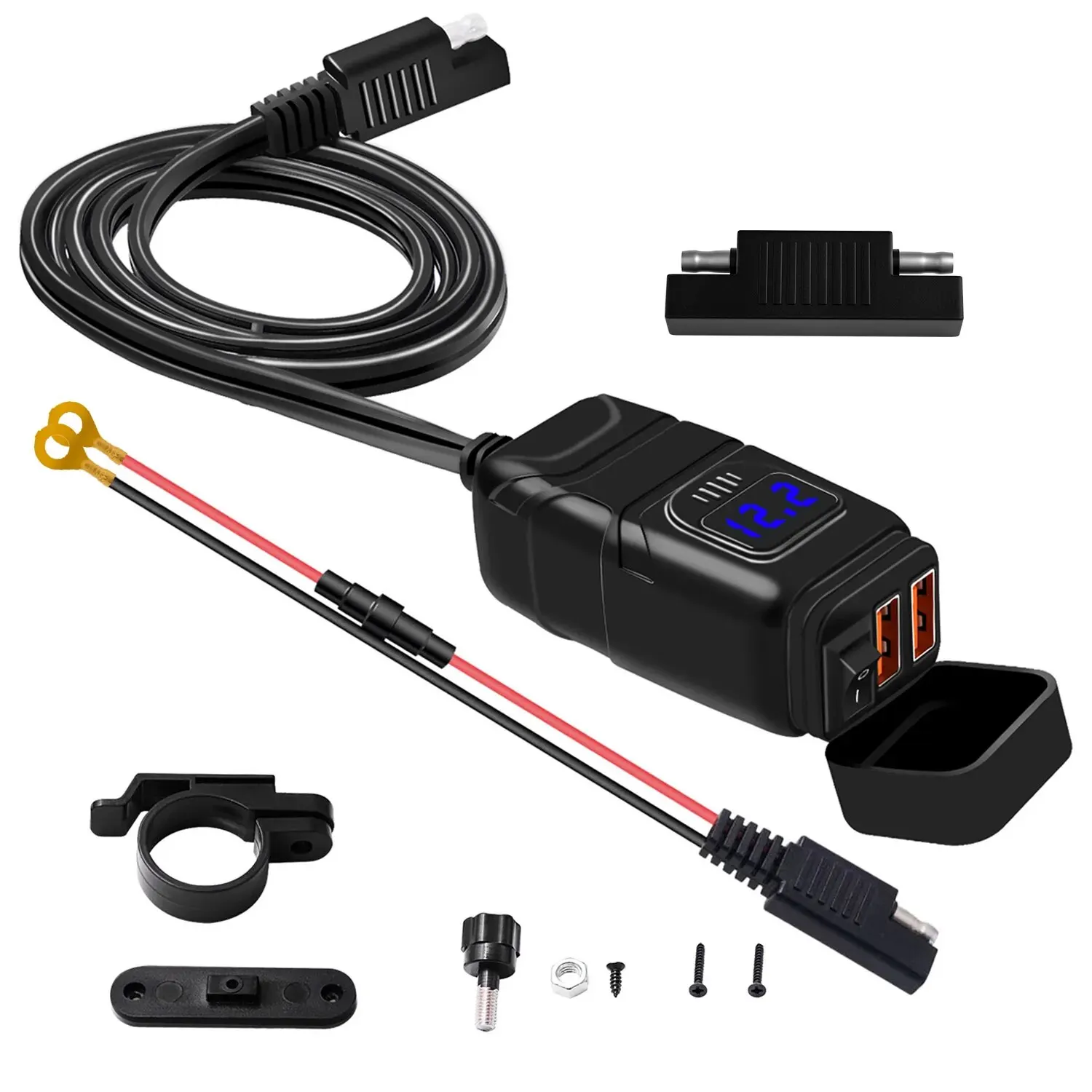 High-Speed 12V Motorcycle USB Charger with Digital Display