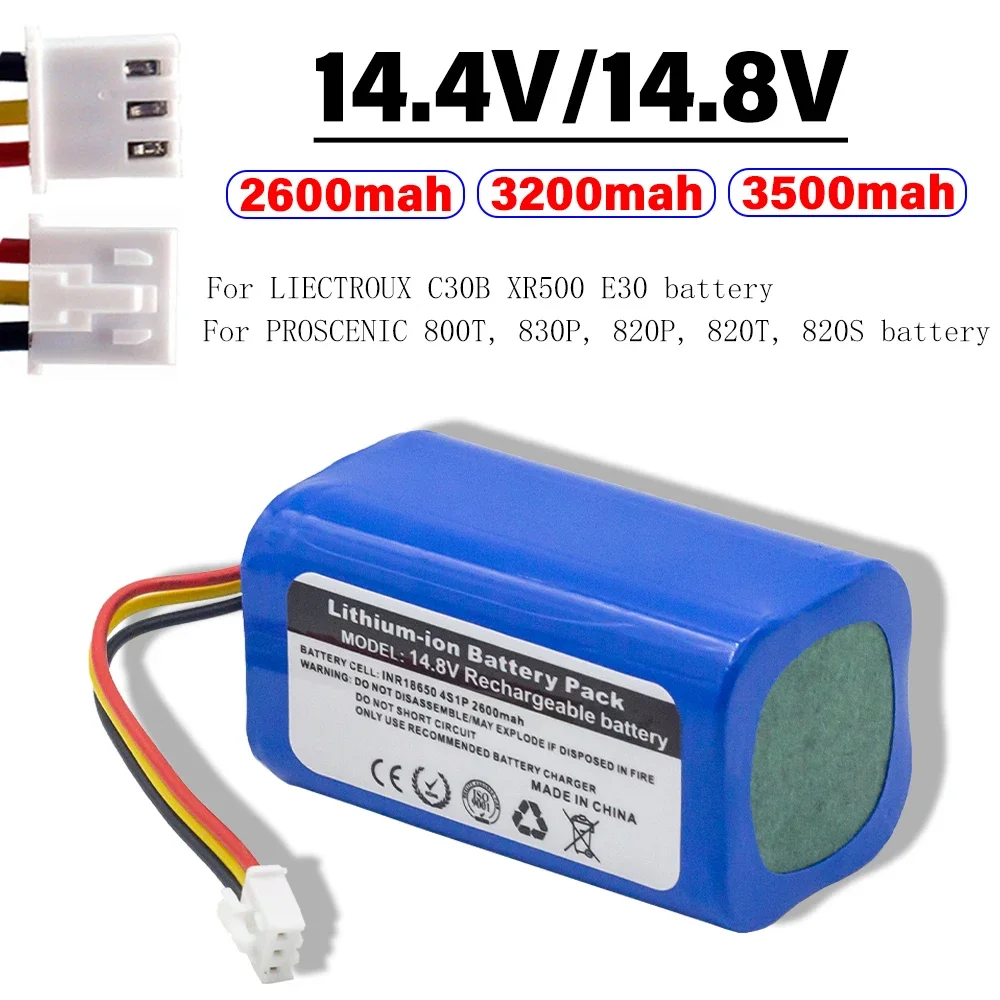 

14.4V/14.8V 3.5Ah 18650 li-ion battery For LIECTROUX C30B XR500 E30 For PROSCENIC 800T 830P 820P 820T 820S Robot Vacuum Cleaner
