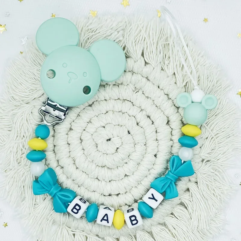 Baby Pacifier Clips Chains Teething Toys Teethers Pacifier Holders Personalized Name Silicone Beads For Gifts