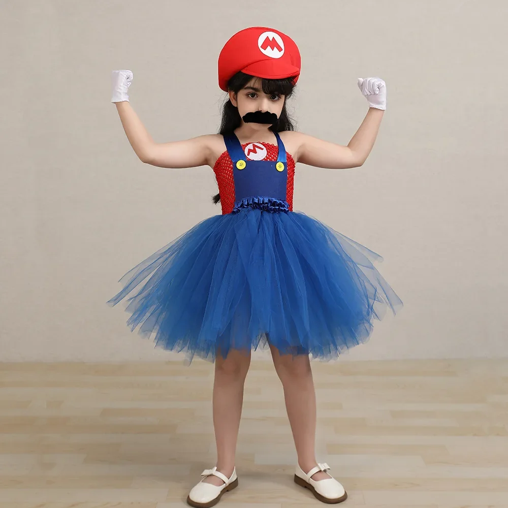 

Halloween Kids Festival Cartoon Super Game Luigi Bros Cosplay Costume Christmas Children’s Paty Plumber Mary Fancy Dress