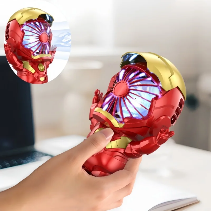 

New Marvel Iron Man Electric Silent Fan Ironmanhandheld Fan Usb Charging Durable Mini Kids Fan Boy Summer Birthday Gift Toys