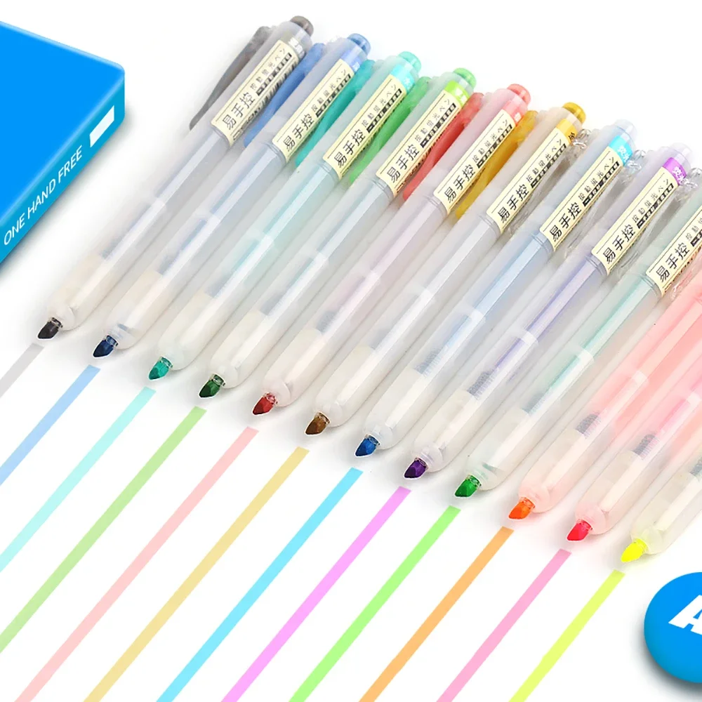 Highlighter Marker Highlighter Pen Marker Pen 1-Piece Refillable Retractable Highlighters Fluorescent Pen Pastel Highlighter Markers For Highliting Drawing Doodling Coloring
