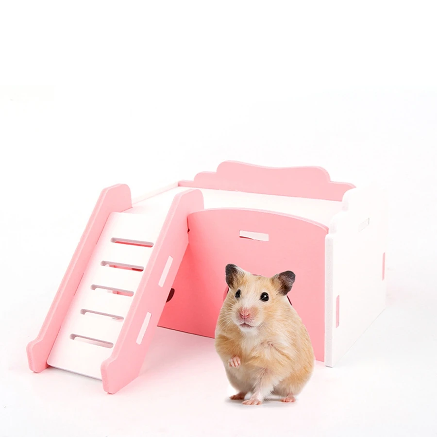 Pet Hamster Toys 1pc Splicing House Slide Golden Bear Villa Scenery Relaxation Toy