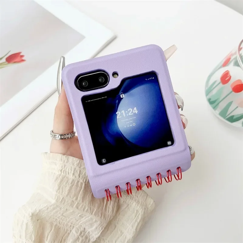 Spiral Notebook Style Leather Flip Calendar Case with Hinge Protection