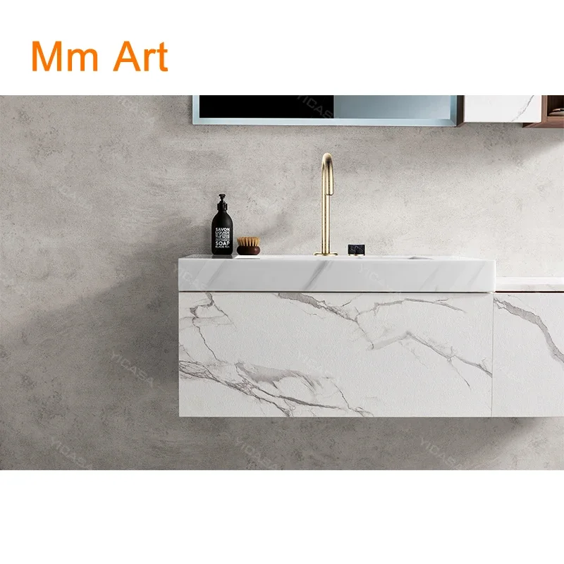 popular luxury design white marble color top bathroom vanity