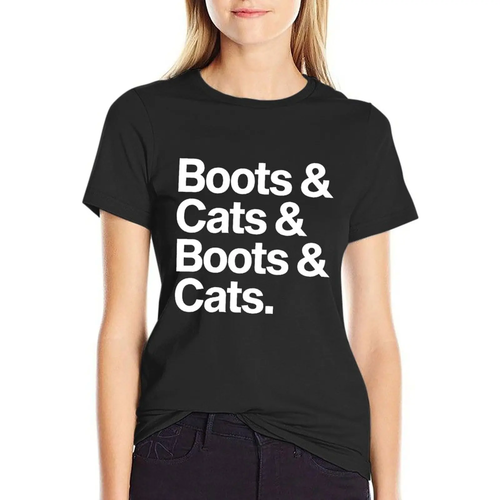 

Boots & Cats & Boots & Cats. (House Music) T-Shirt lady clothes vintage clothes summer tops t-shirt dress for Women sexy