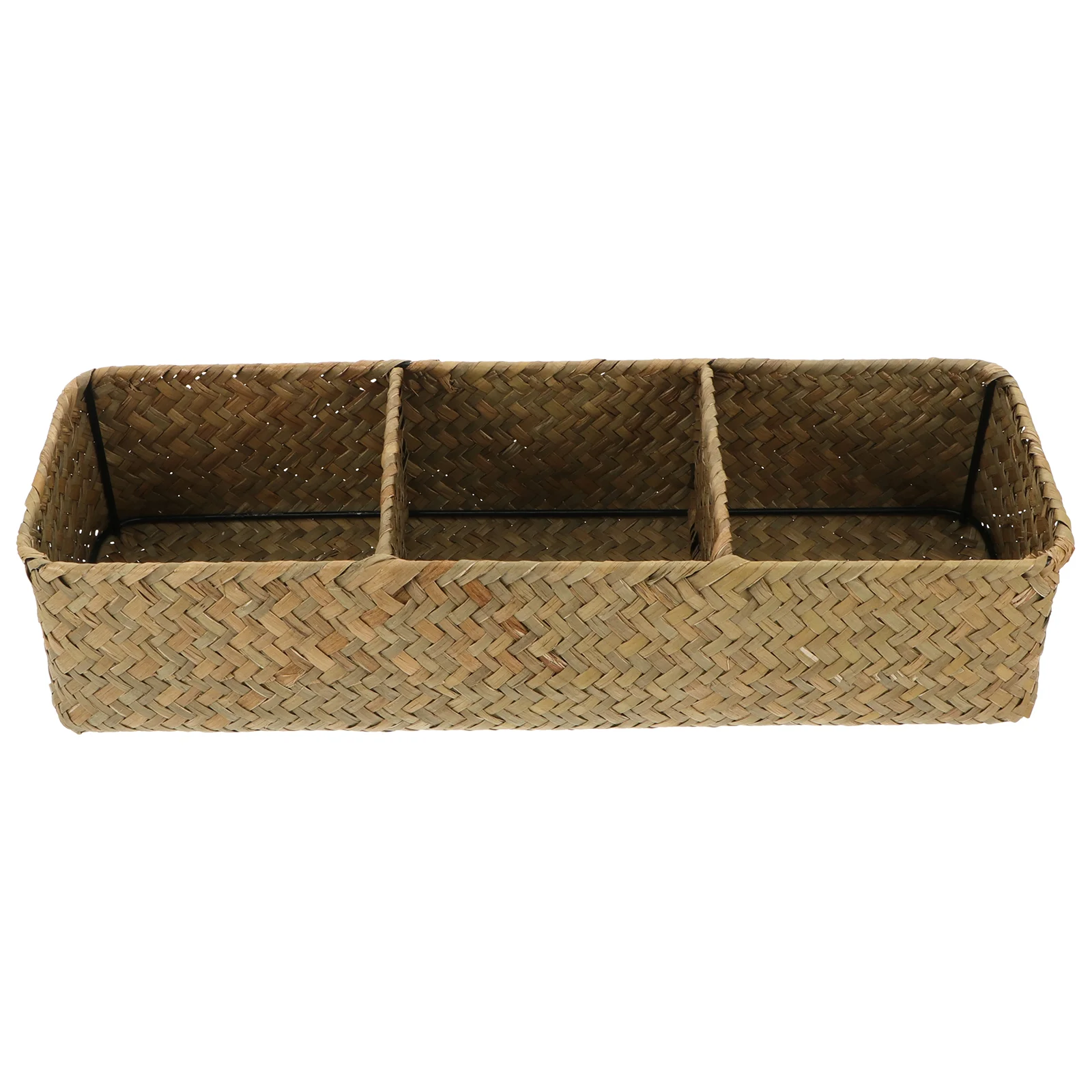 

Compartments Home Storage Basket Box Handmade Seagrass Woven Storage Box Sea Grass Woven Sundries Storage Container