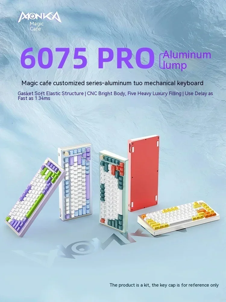 MONKA 6075Pro 기계식 키보드 알루미늄 합금 다기능 노브, 핫 스왑 게이밍 키보드 가스켓, PC 게이머 선물, 3 가지 모드