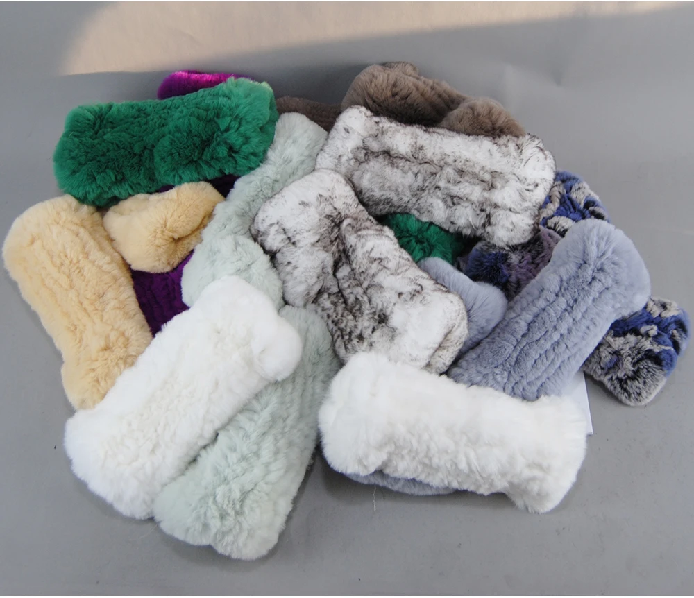 2026 New Fashion Real Rex Rabbit Fur Gloves Women Winter Genuine Fur Mittens Girl Fingerless Gloves Wrist Warmer Elastic Fluffy