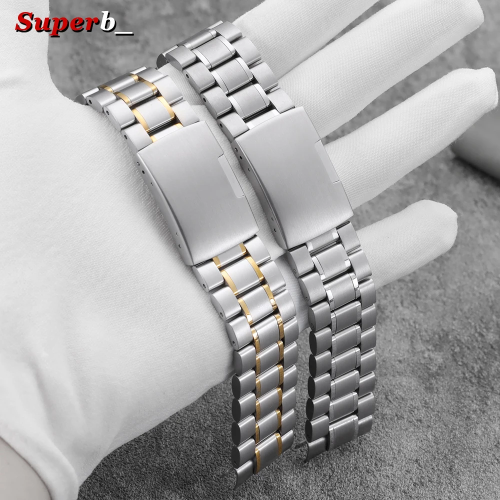 Elegant Silver and Gold Stainless Steel Watch Band Bracelet with Tools