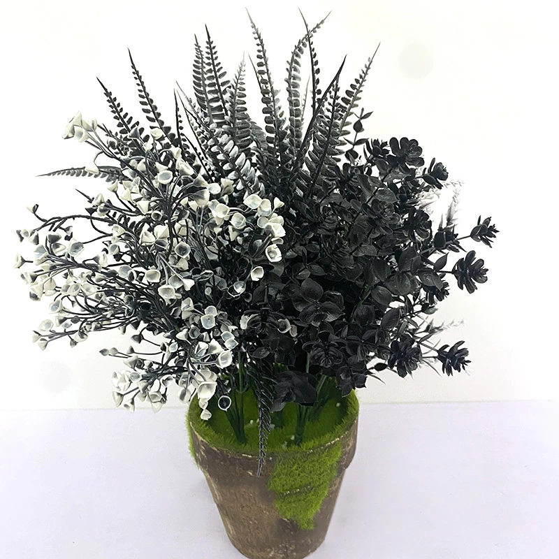 Black Artificial Flowers Halloween Decoration Artificial Lavender