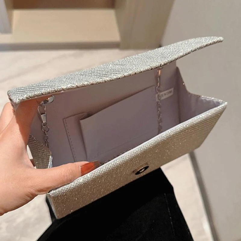 Square Bags for Women Pleated PU Leather Envelope Evening Handbags Sequins Wedding Bridal Shoulder Bags Messenger Chain Purse