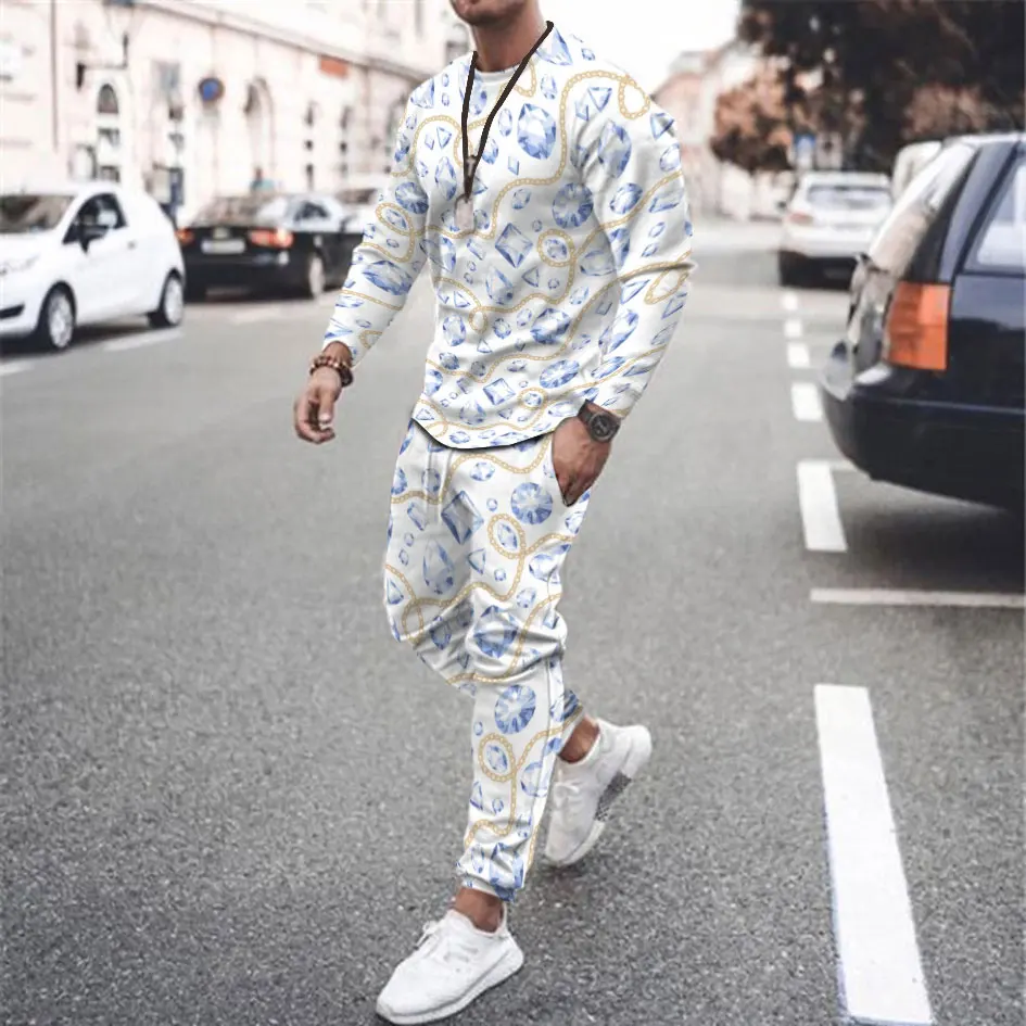 Men's Casual Tracksuit 2 Piece T-Shirt+Trousers Jogging Suit Chic Outfits Sports Set Daily Streetwear Male Breathable Clothing new summer men s striped print tracksuit solid color t shirt trousers set fashion jogging suit casual outfit male chic clothing