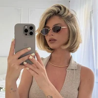 Lunettes de protection mode femme petite monture polygone lunettes de soleil femmes marque concepteur métal cadre lunettes UV400 nuances 2
