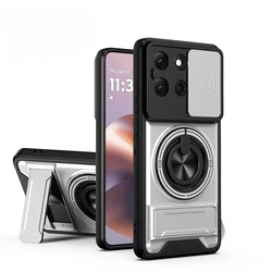 Magnetic Phone Case with Slide Camera Protection & Ring Stand Cover - Motorola Moto G13 (Silvery)