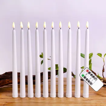 불꽃 없는 현실적인 휴일 장식 LED 원추형 촛불, 흑백 바디, 전자 가짜 기둥 배터리 촛불, 50 개