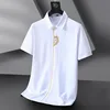 Summer Spring Men Shirts Short sleeve Plus size 8XL 9XL 10XL 12XL Print dress Fit shirt formal business Work Shirt 160KG Large 3