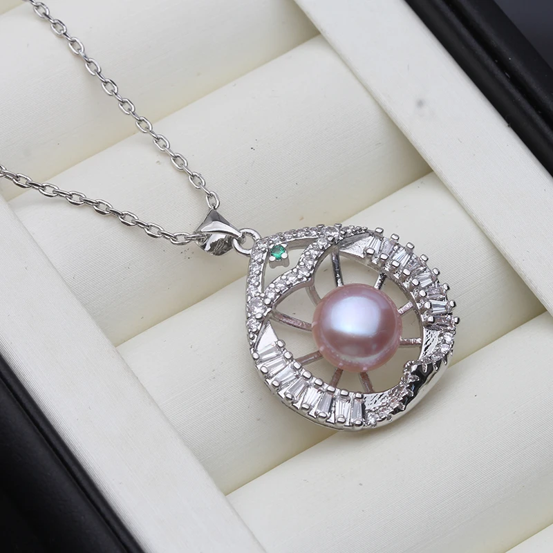Silver Necklace Real 925 Silver Pendant With Pearl Women Natural Freshwater Pearl Necklace