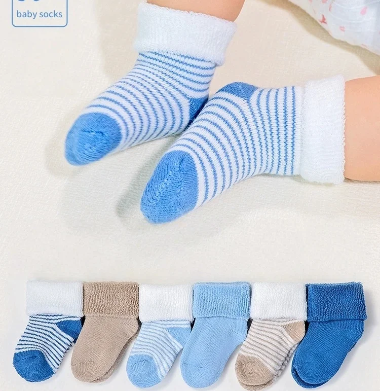 6 Pairs Kids Thicken Cotton Terry Socks Baby Boys Socks Soft Warm Newborn Indoor Sokken Autumn Winter 0-12m