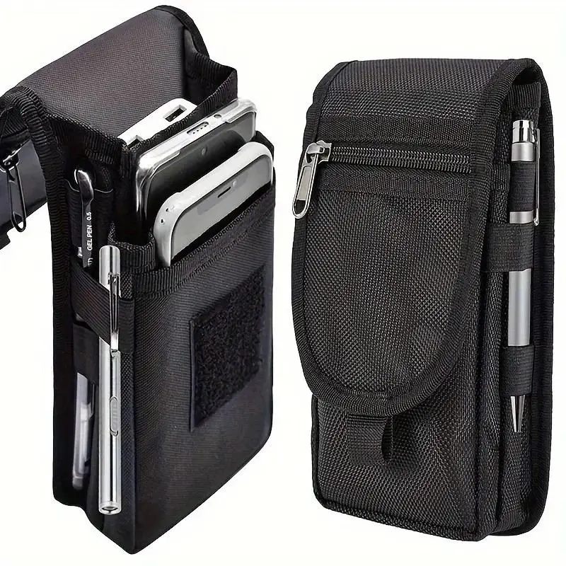 Casual Flip Top Mobile Phone Waist Bag, Portable Waist Hanging Pouch with Pen Insertion Design, Lightweight Daily Crossbody Belt