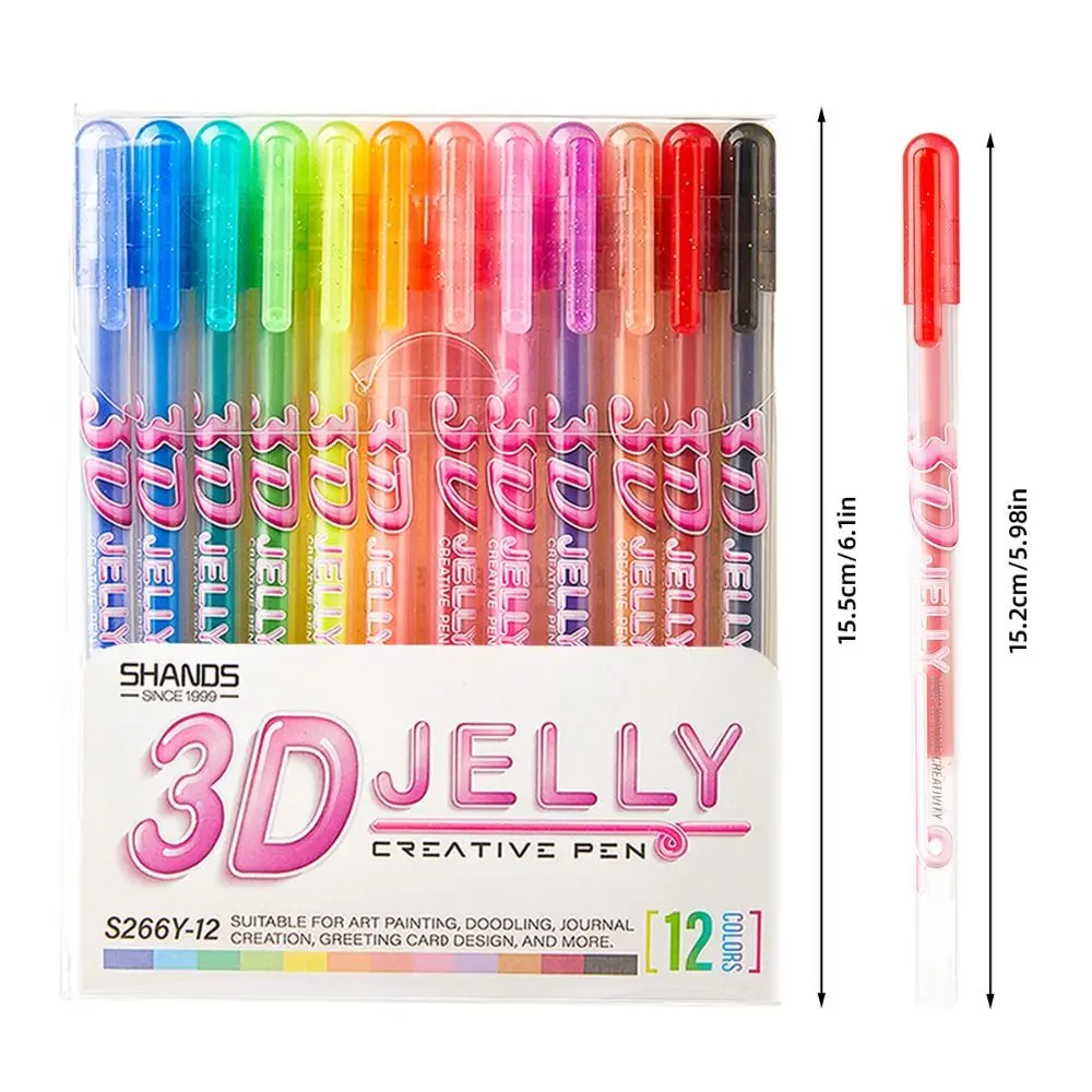 6/12Pcs 새로운 DIY 3D 젤리 펜 부드럽고 광택있는 젤 잉크 펜 마커 그림 그리기 색칠 컬러 펜 공예 스크랩북