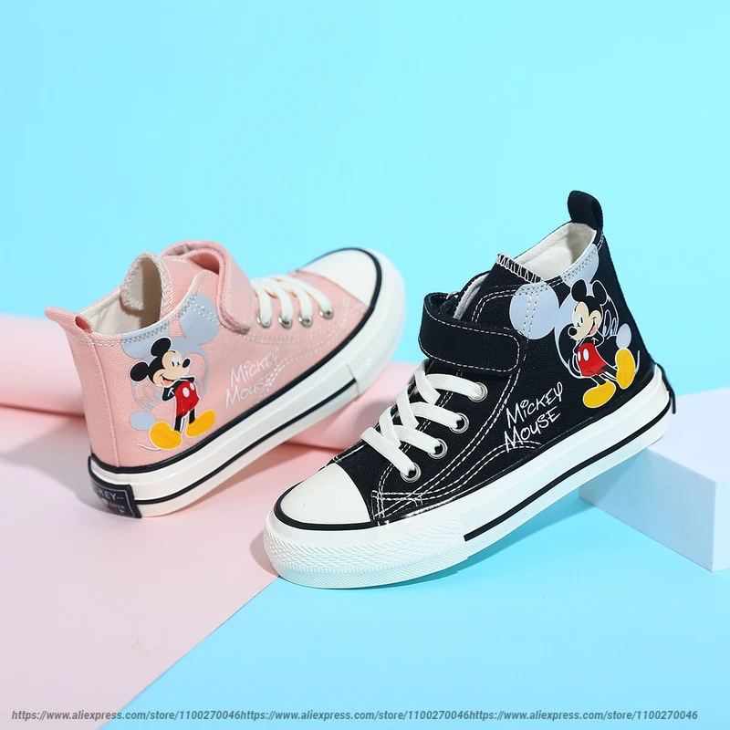 Disney zapatos informales de Mouse para zapatillas de negras con cordones para estudiantes, talla 37| | - AliExpress