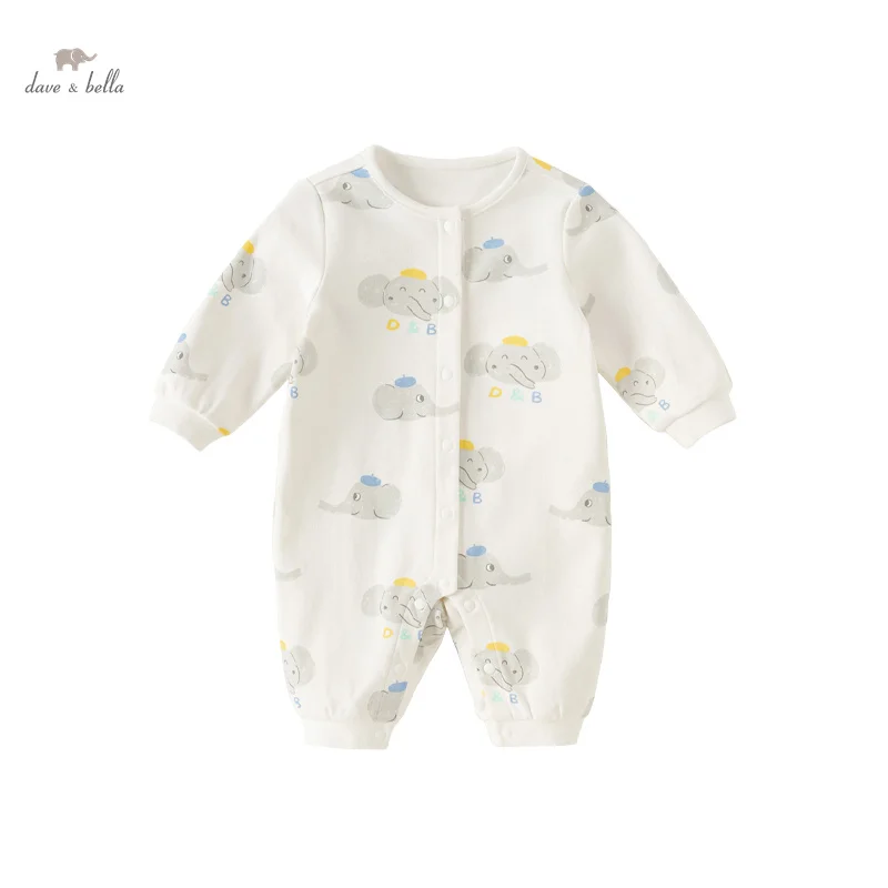 Dave Bella Baby Jumpsuit Bodysuit for Newborns Creeper 2024 Spring New Girls Boys Romper Casual Fashion Print Lovely DB1248385 2