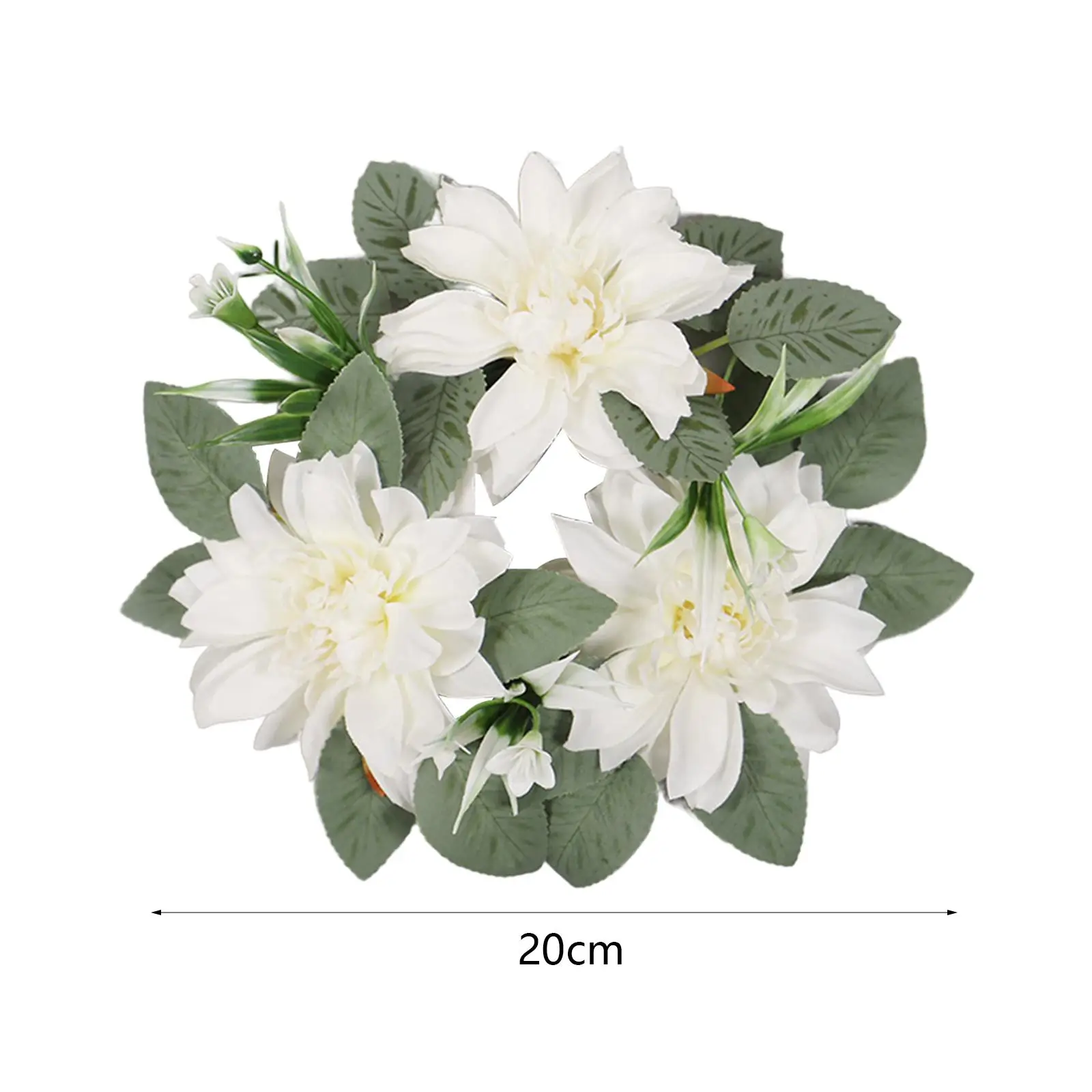 Artificial Flower Wreath Wedding Wreath Candle Ring 20cm Table Centerpiece Wreath Front Door Ornament for Festival