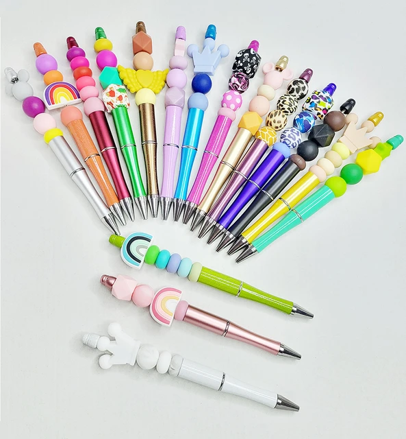 50pcs Beaded Ballpoint Pen DIY Plastic Beadable Pen Personalized Gift  School Office Writing Supplies Stationery Wedding Gift - AliExpress
