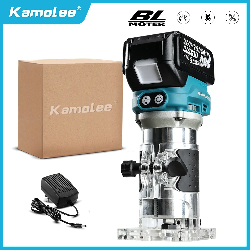 

Kamolee 18V Cordless Electric Trimmer Wood hand trimmer Engraving Slotting Trimming Carving Machine Router Wood