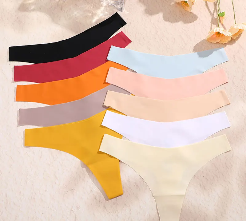 S289b3bb565044dca841b3ae6d60510b6d 3PCS/SET Sexy G-String Underwear Female T-back Intimates Lingerie Seamless Low Waist Underpants 10 Color Lady Bikini Panty XS-XL