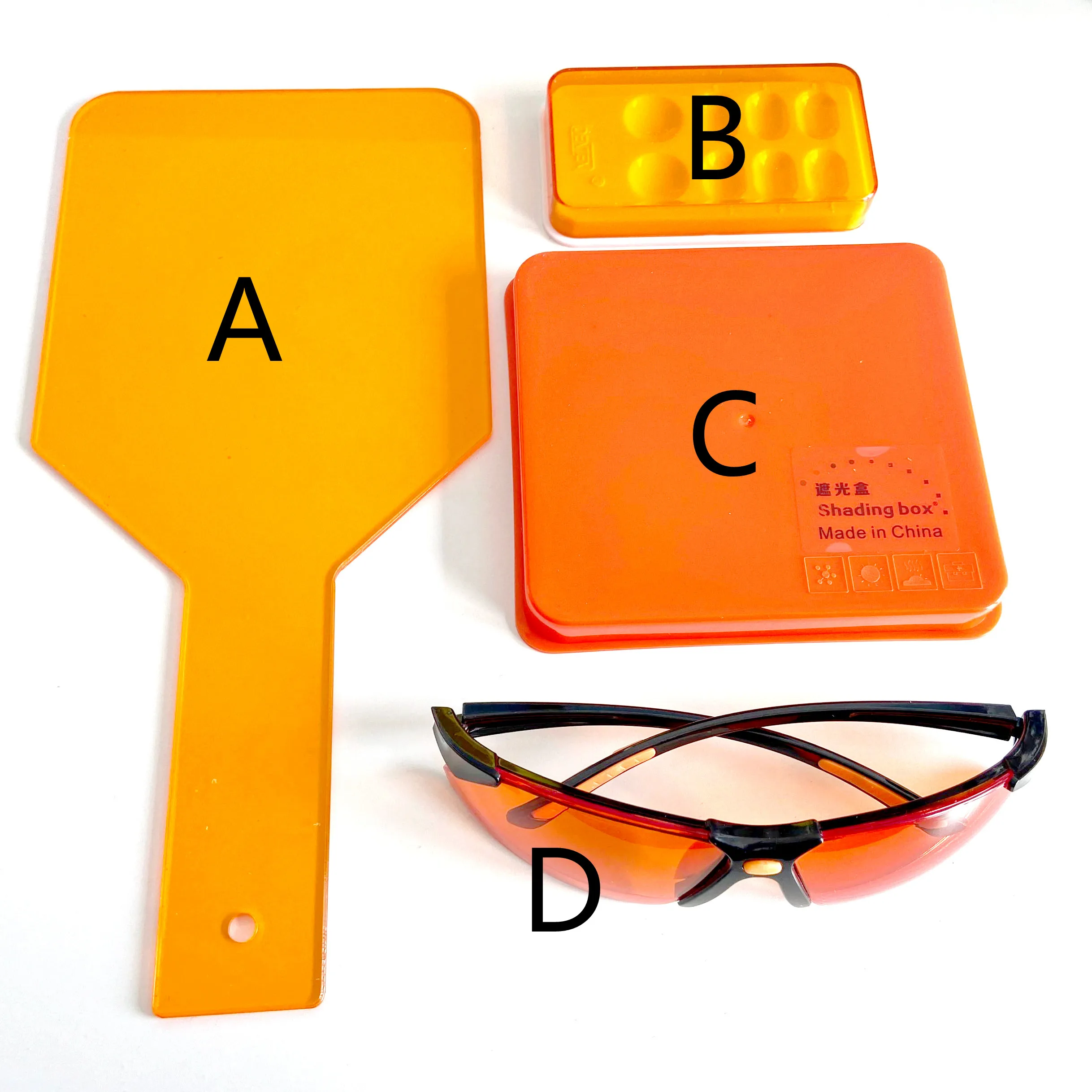 

Dental Orange Goggles Block LED UV Blue Light Cure Hand Shield Composite Mixing Cover