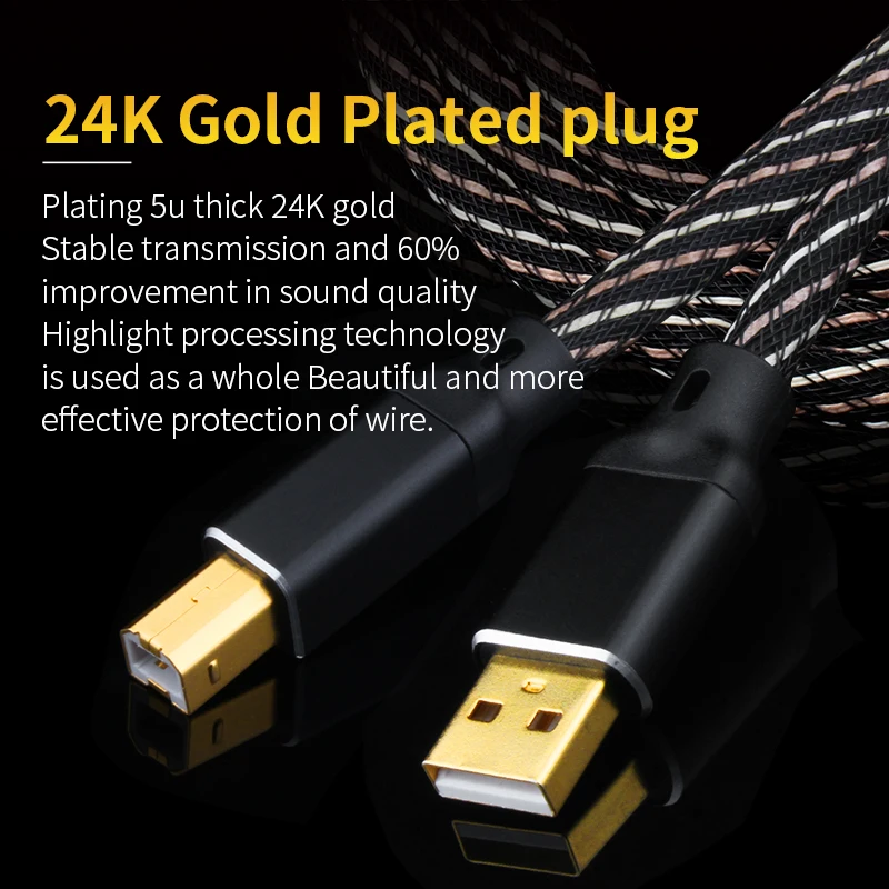 YYAUDIO HIFI USB OTG ̺, USB Ÿ A to B USB ̺, 6N OFc Ÿ C to B ̺ ڴ, DAC  ī A-B 
