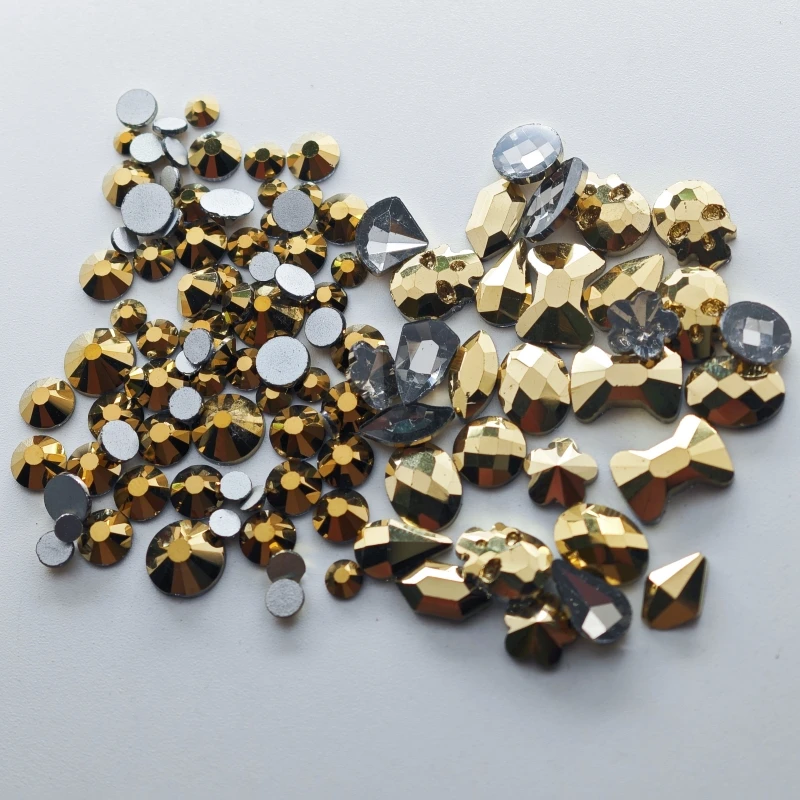 200 p/Pack Mini-Größe gemischt verschieden geformte mehrfarbige Kristall schlanke Strass 3d Maniküre Nail Art Dekoration Charms Schmuck – Detail 15