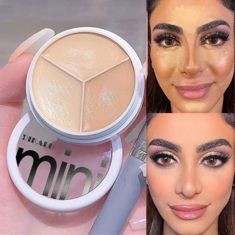 Tavolozza Correttore Contorno Con Pennello 3 Colori Idratante Copertura Completa Acne Spot Occhiaie Correttore Crema Cosmetici Trucco