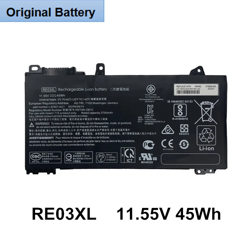 

Оригинальный встроенный аккумулятор RE03XL для ноутбука HP ProBook 11,55 430 440 445 455R G6 G7