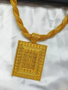 Nigerian Jewelery Set Wedding Jewelry For Women Dubai 24K Gold Color Jewlery African Designer Earrings Bridal Necklace - Image 3